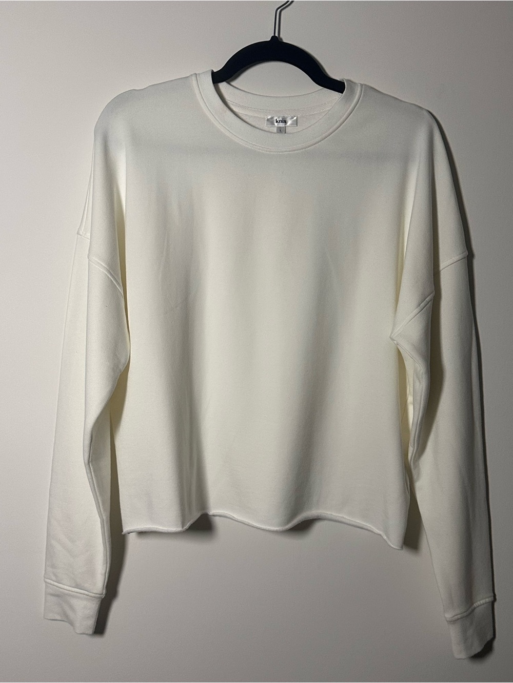 Knix Good To Go Crop Fleece Crewneck | Ivory White | Size Large